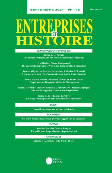 Entreprises et histoire n°116 Le management en musées