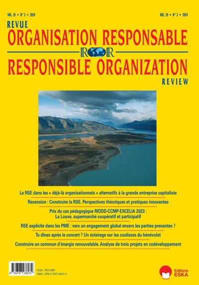 Revue de l'organisation responsable Vol 19 3-2024 RSE explicite dans les pme : vers un engagement global