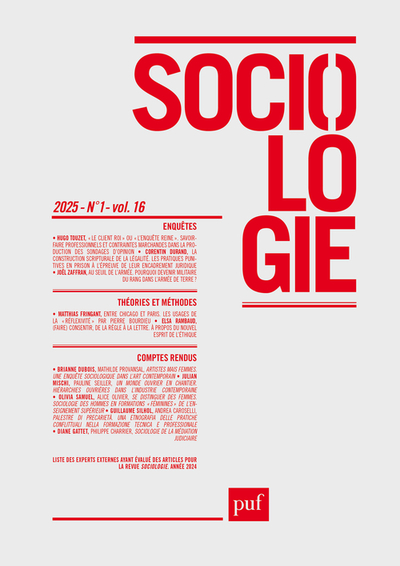 Sociologie, n° 1 (2025)