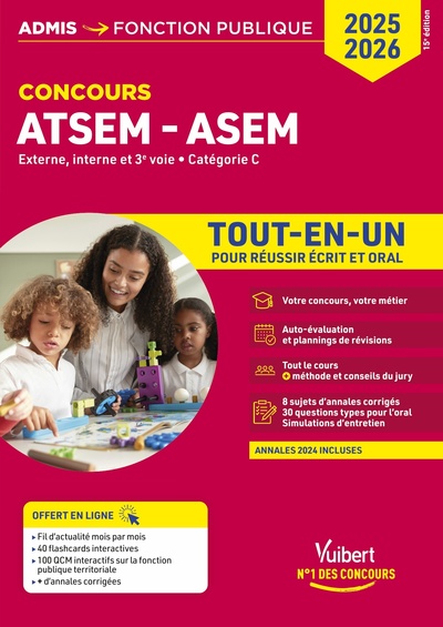 ATSEM, ASEM : externe, interne et 3e voie, catégorie C : tout-en-un, concours 2025-2026