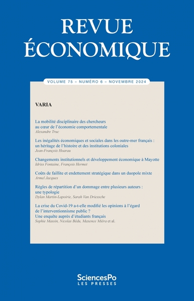 Revue économique, n° 75-6