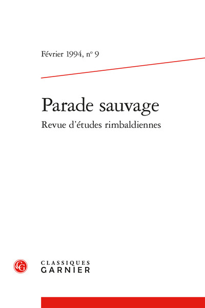 Parade sauvage : revue d'études rimbaldiennes, n° 9