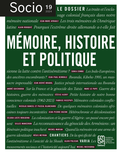 SOCIO N 19/2024 MEMOIRE, HISTOIRE ET POLITIQUE