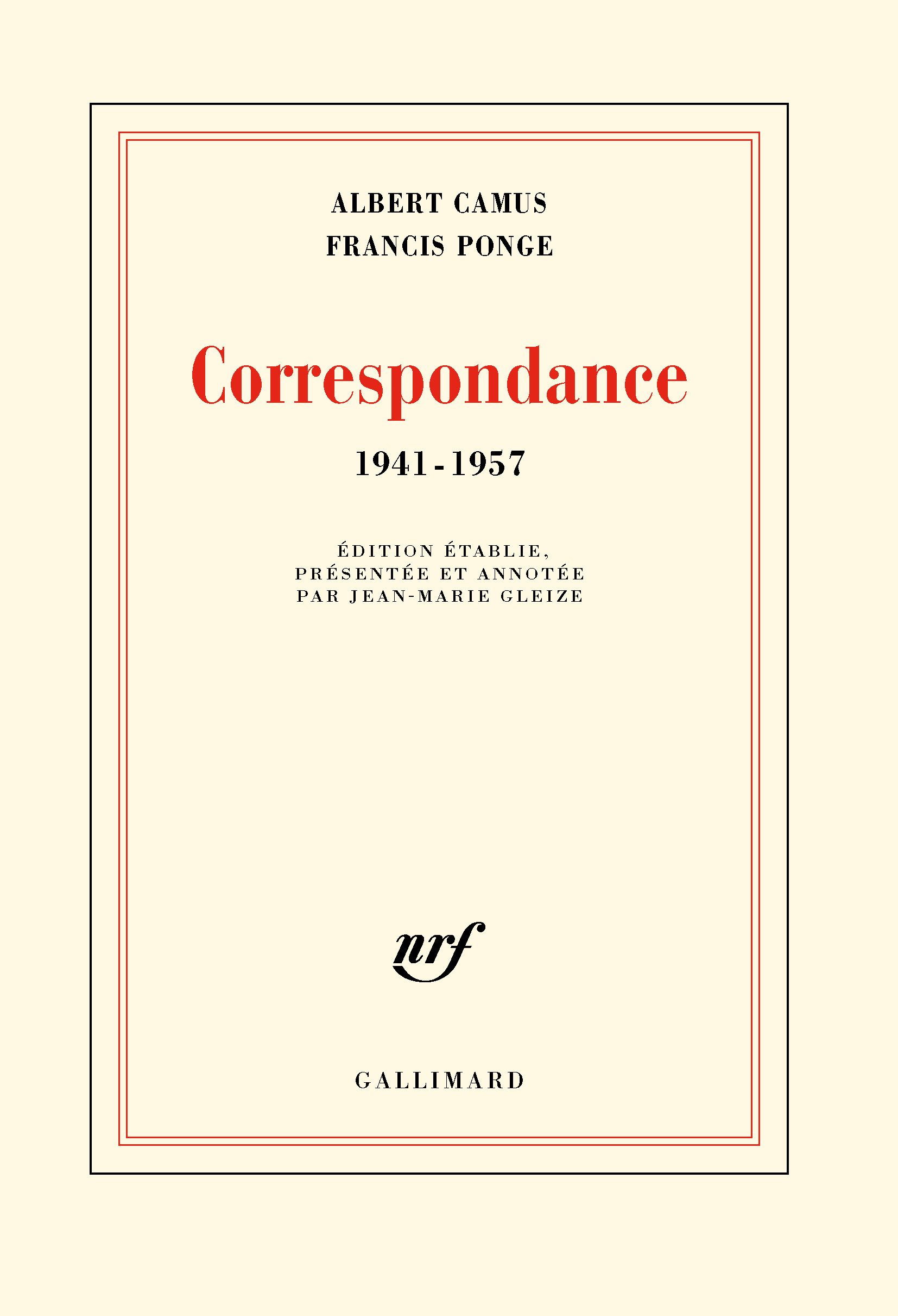 CORRESPONDANCE (1941-1957) CAMUS/PONGE
