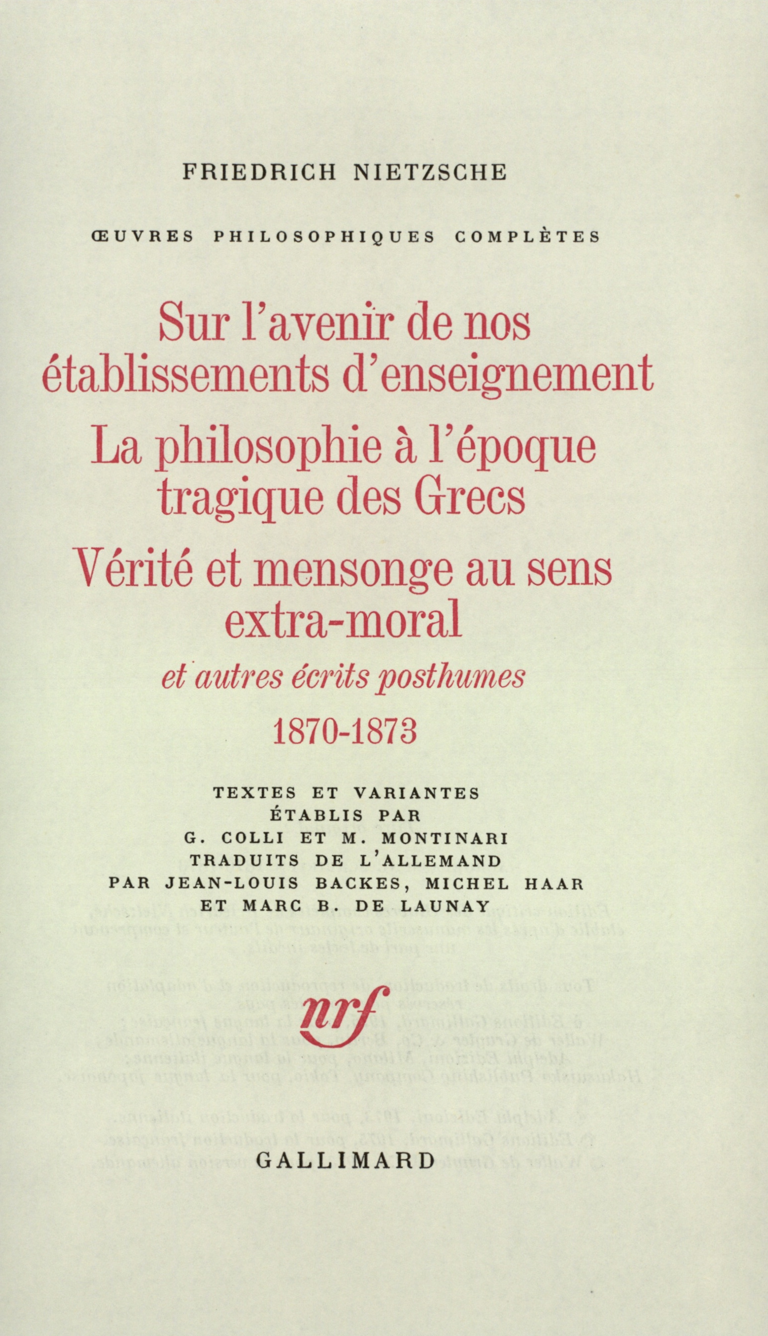 ECRITS POSTHUMES