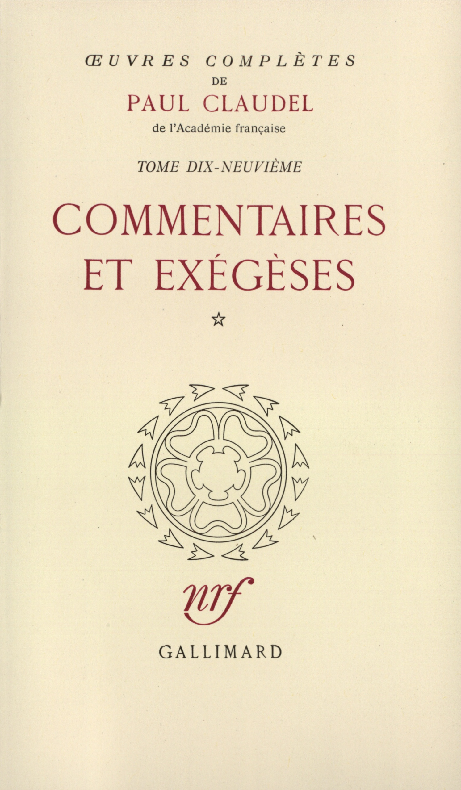 OEUVRES COMPLETES T19 - CLAUDEL