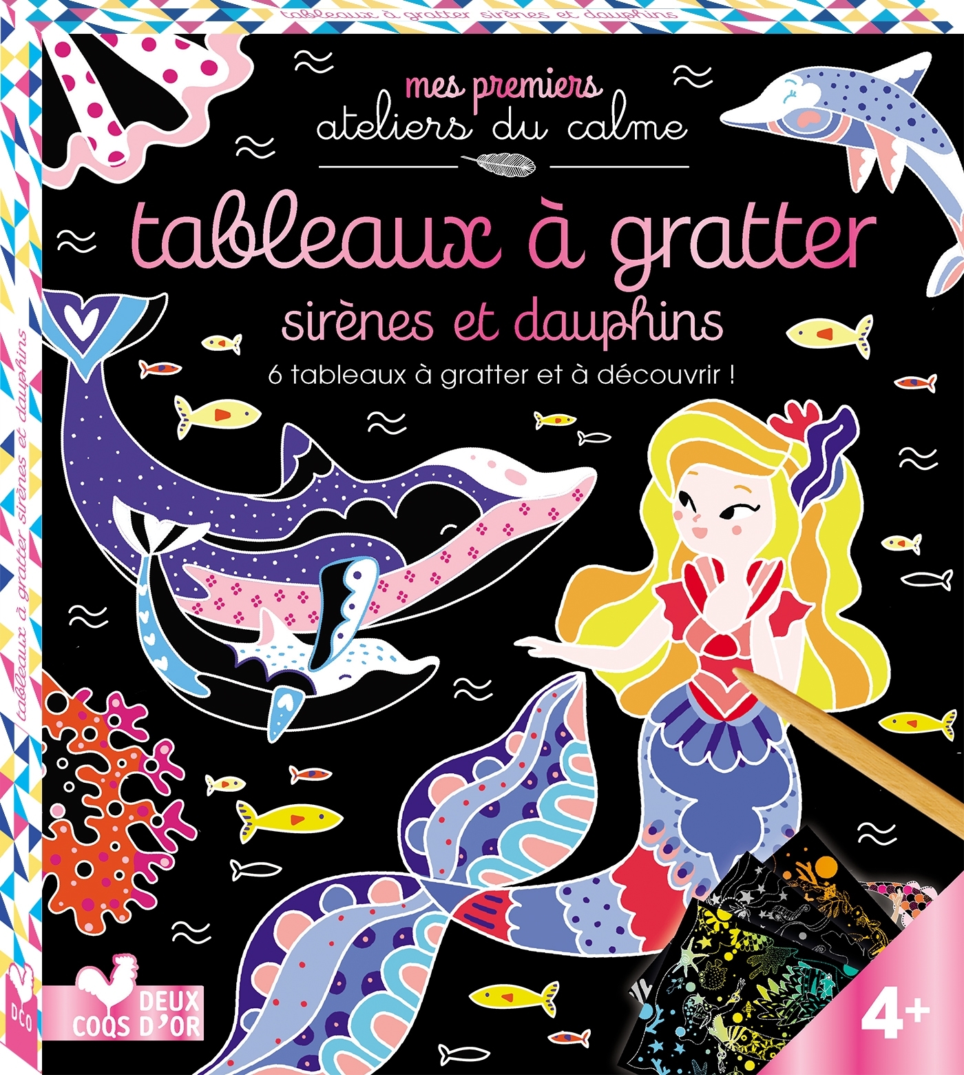 TABLEAUX A GRATTER SIRENES ET DAUPHINS - BOITE AVEC ACCESSOIRES