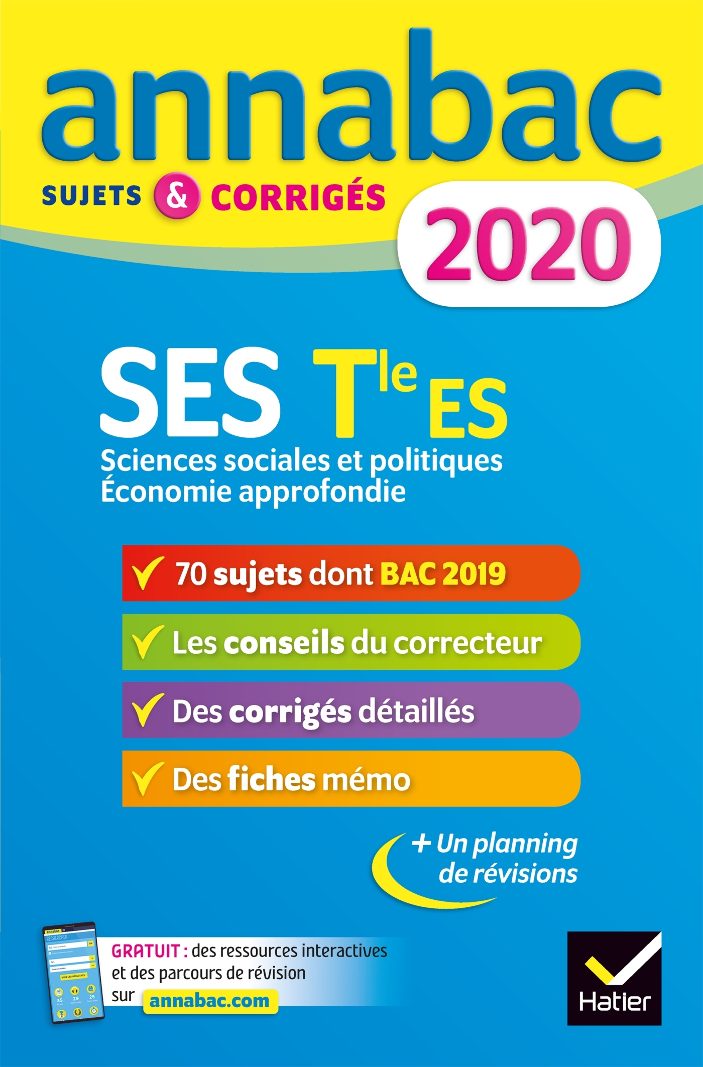ANNALES ANNABAC 2020 SES TLE ES SPECIFIQUE & SPECIALITES - SUJETS ET CORRIGES DU BAC TERMINALE ES