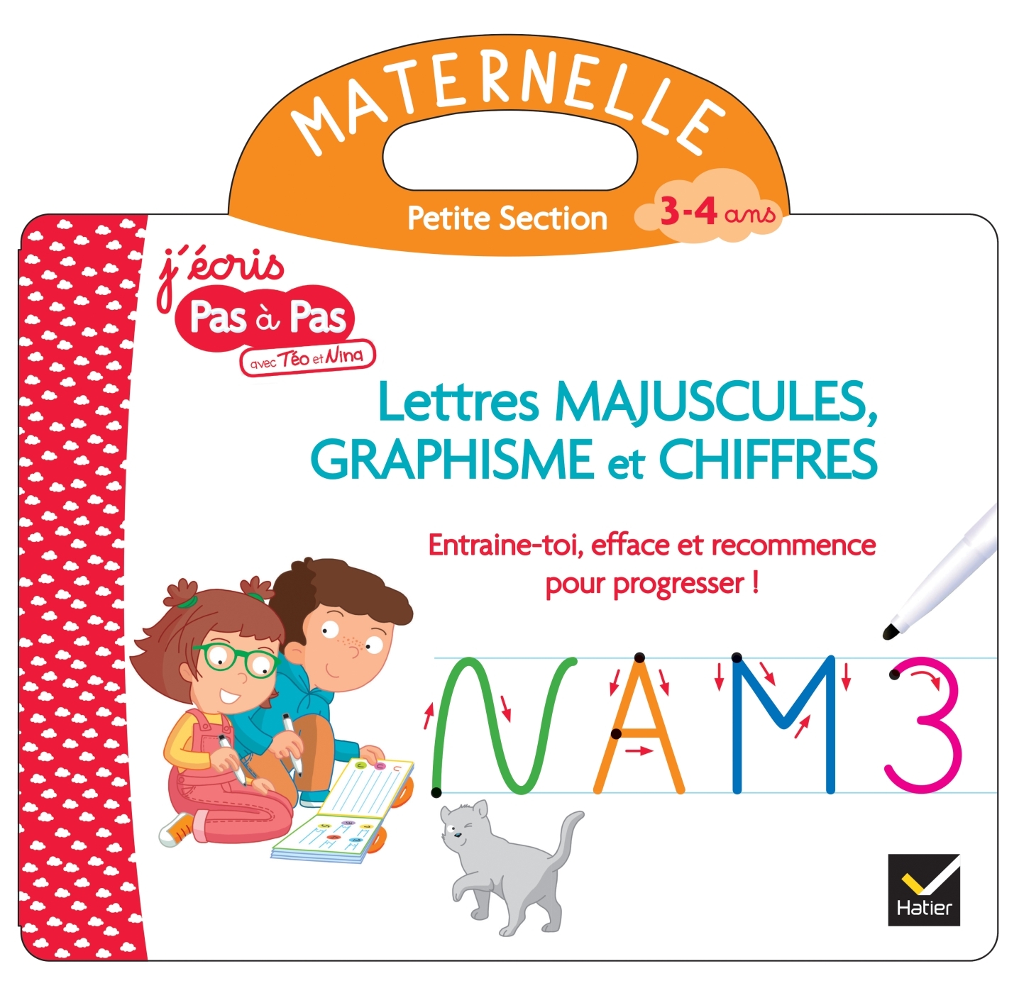 LIVRE ARDOISE TEO ET NINA PS - LETTRES MAJUSCULES, GRAPHISME ET CHIFFRES
