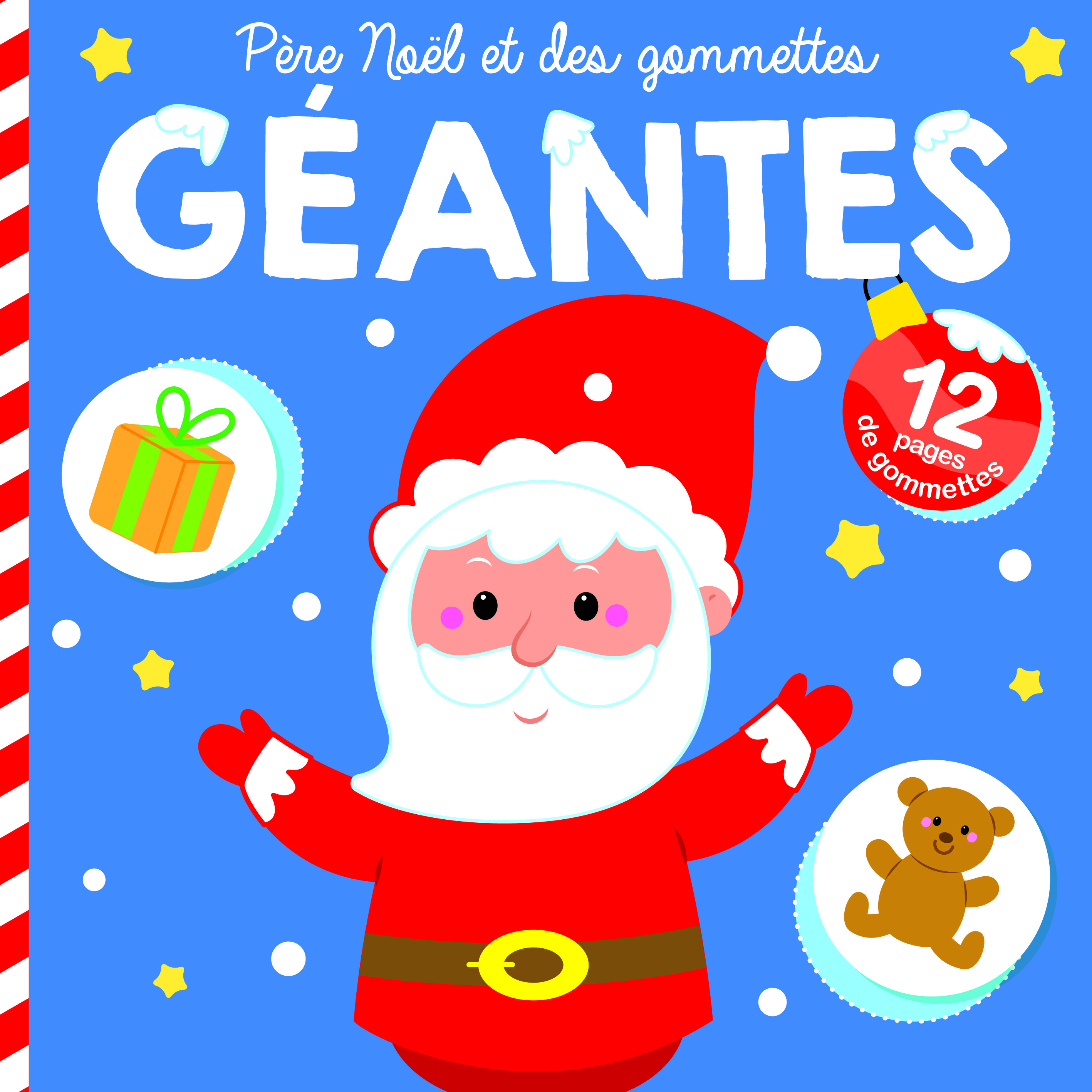 PERE NOEL ET DES GOMMETTES GEANTES COUVERTURE BLEUE
