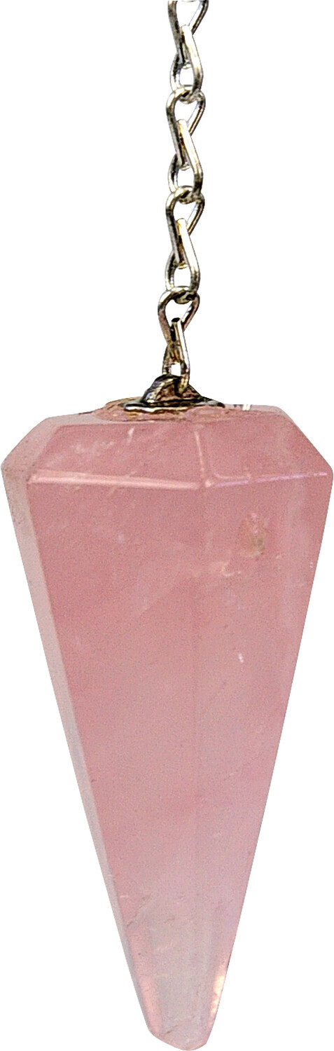 PENDULE A FACETTES EN QUARTZ ROSE