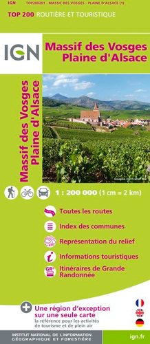 TOP200201 MASSIF DES VOSGES/PLAINE D´ALSACE 1/200.000