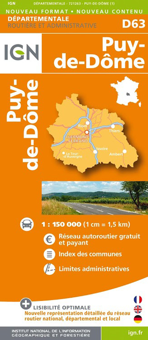 D63 PUY - DE - DOME 1/150.000 ED. 2014