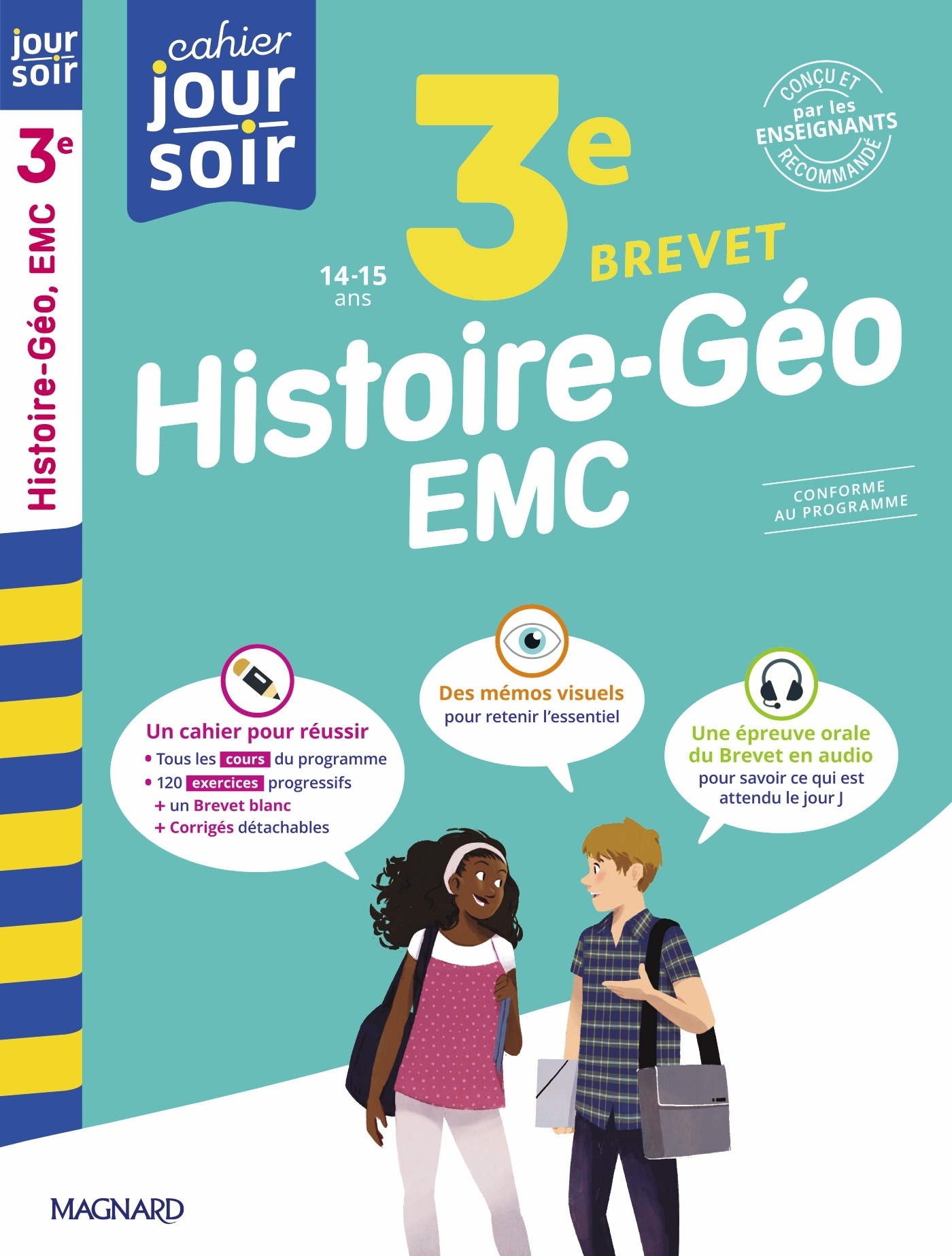 HISTOIRE-GEOGRAPHIE-EMC 3E BREVET - CAHIER JOUR SOIR - CONCU ET RECOMMANDE PAR LES ENSEIGNANTS