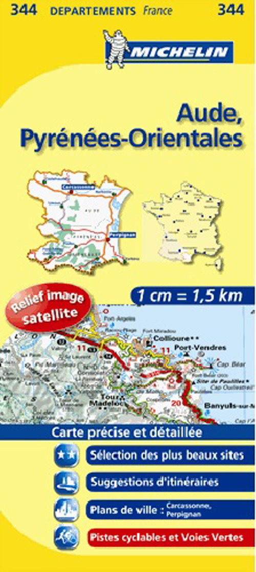 CARTE ROUTIERE 344 AUDE/PYRENEES - ORIENTALES