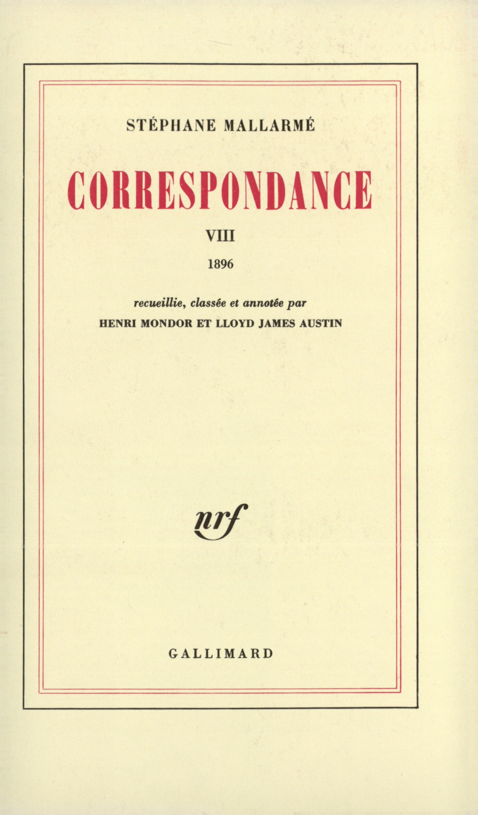 CORRESPONDANCE MALLARME T8