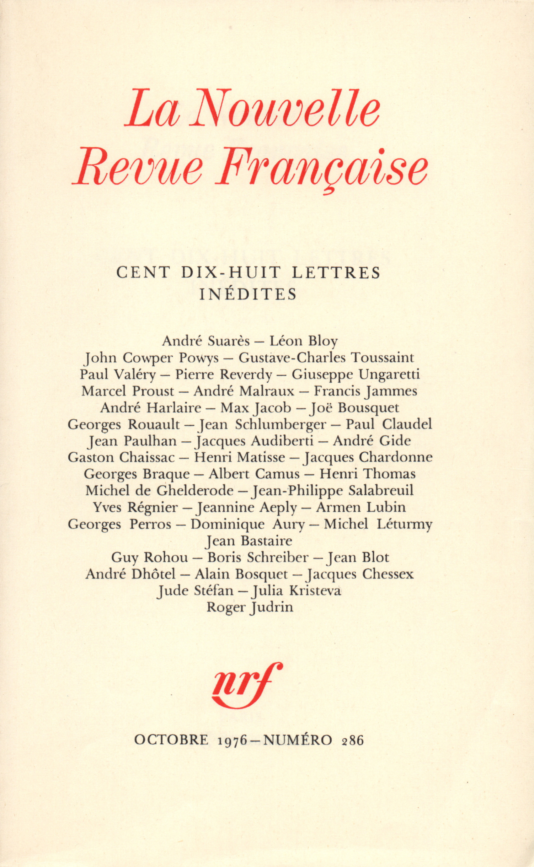 NUMEROS SPECIAUX - T286 - CENT DIX-HUIT LETTRES INEDITES