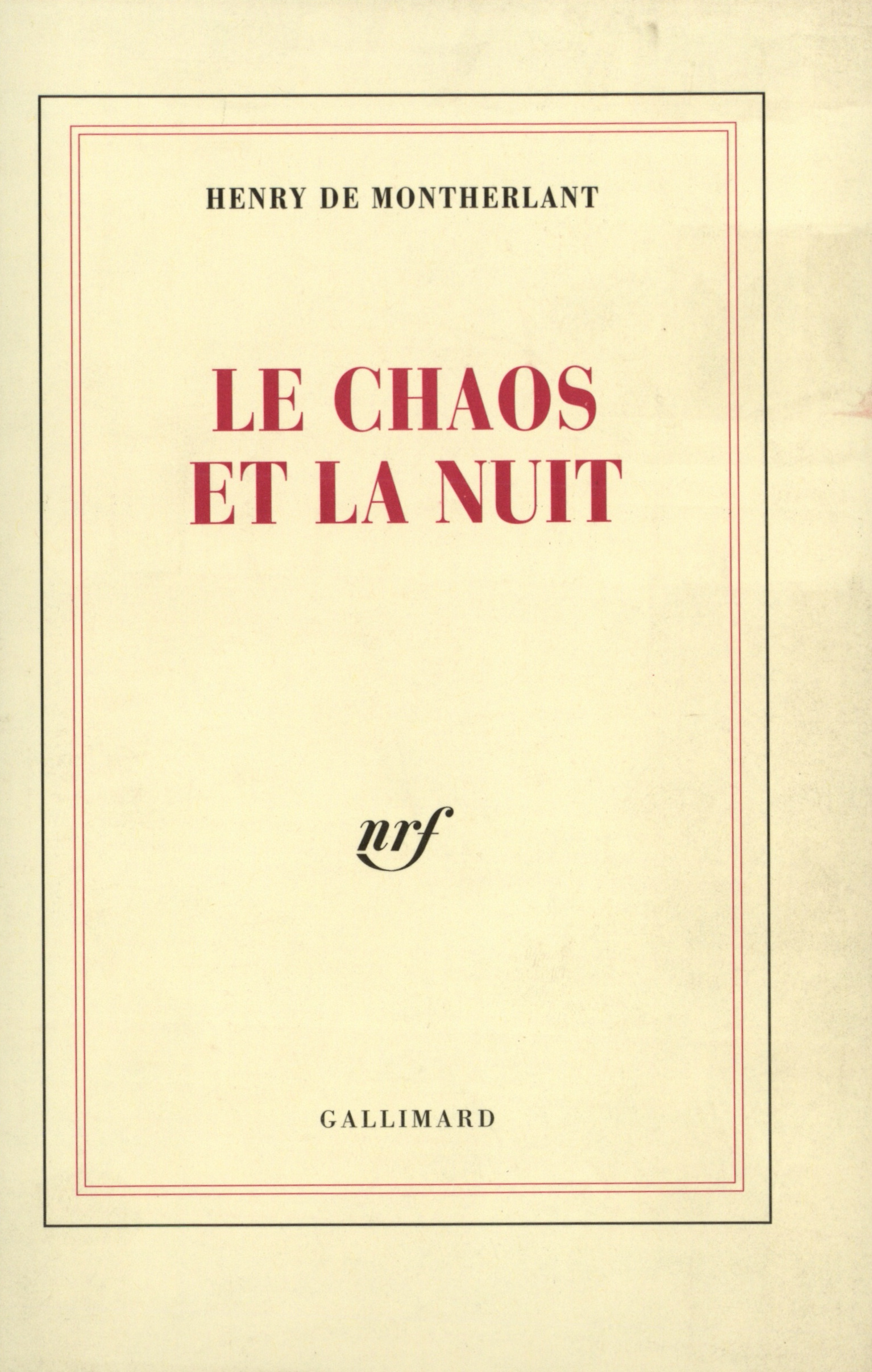 CHAOS ET LA NUIT