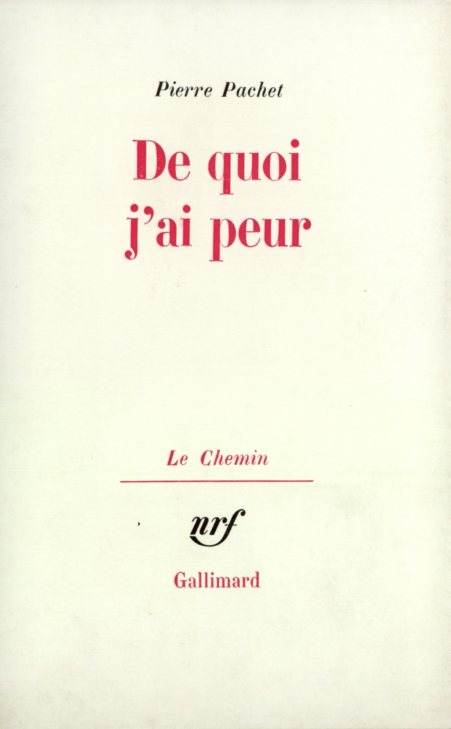 DE QUOI J'AI PEUR