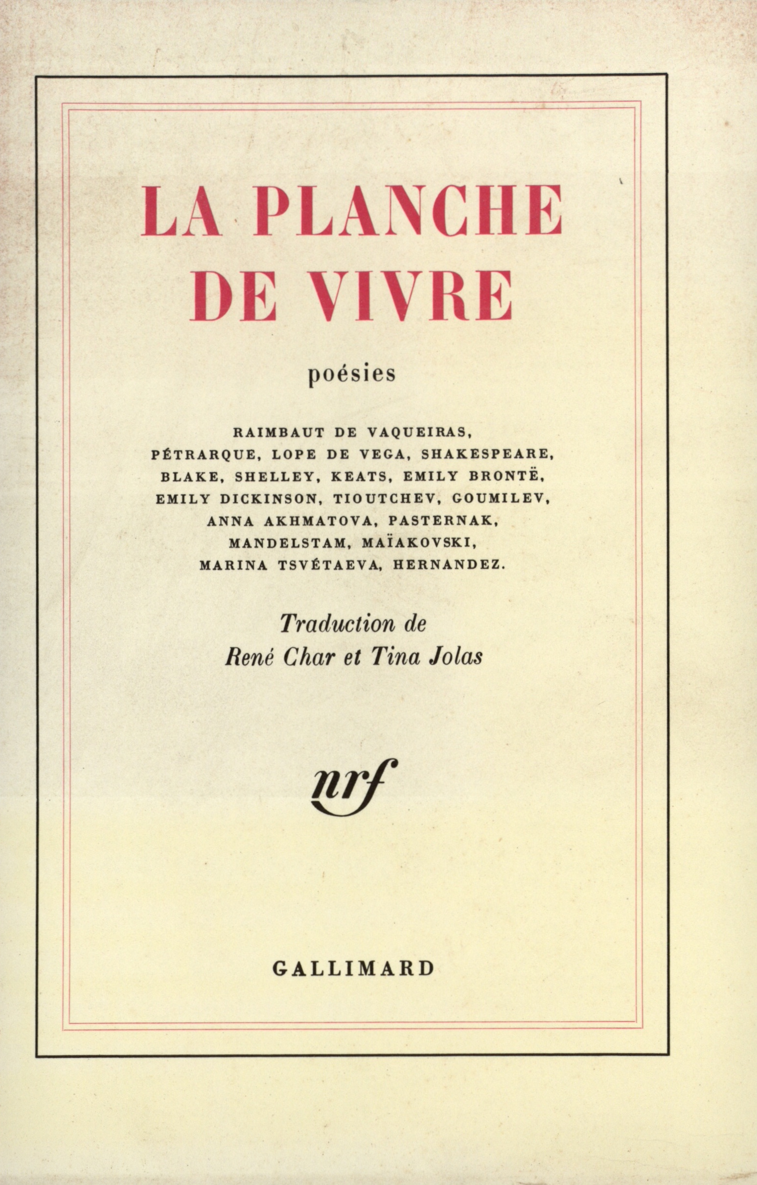 PLANCHE DE VIVRE