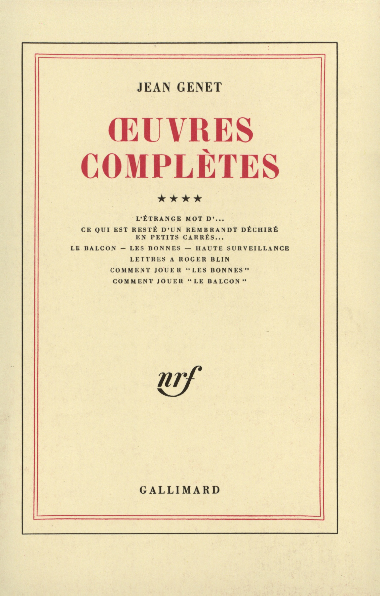 OEUVRES COMPLETES T4 - GENET