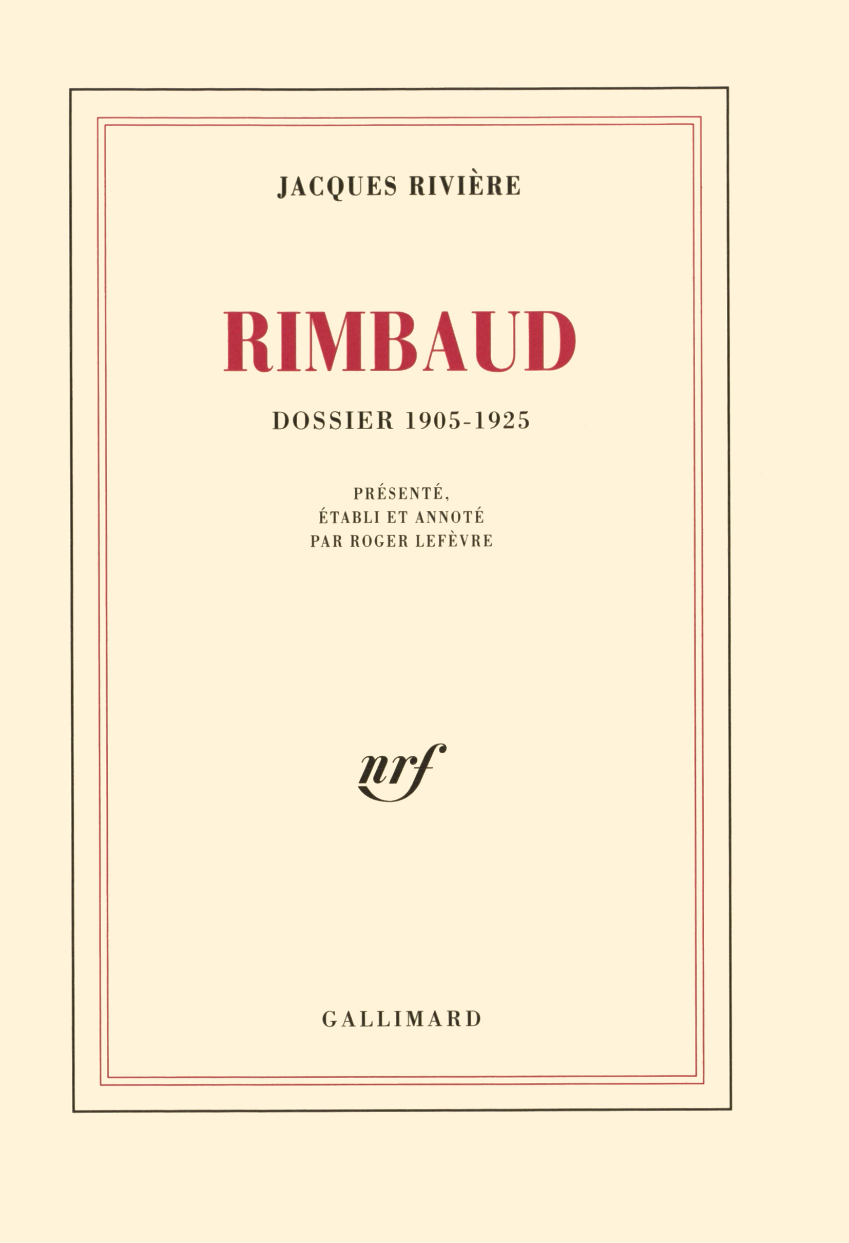 RIMBAUD(DOSSIER 1905-1925)