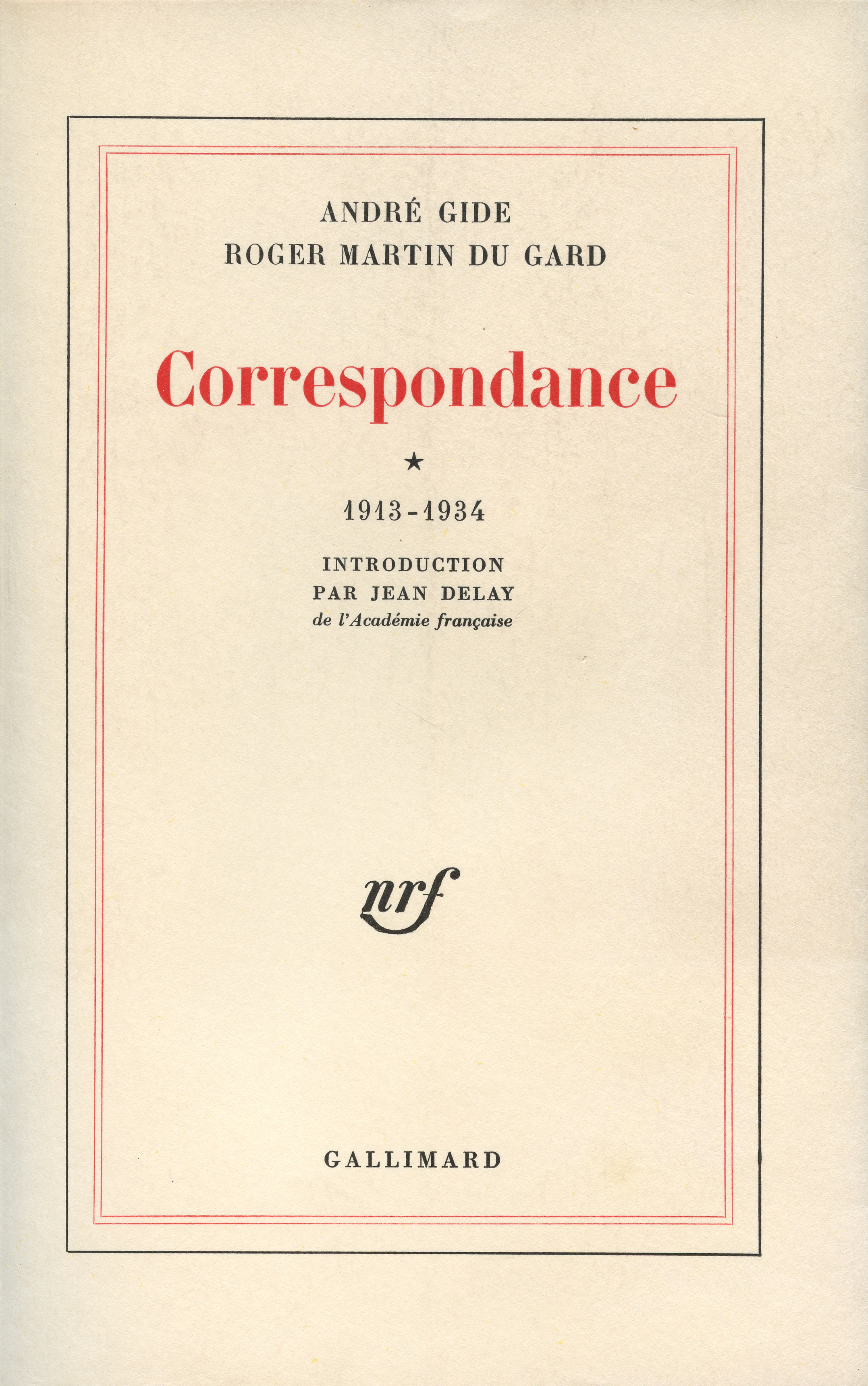 CORRESPONDANCE GIDE T1