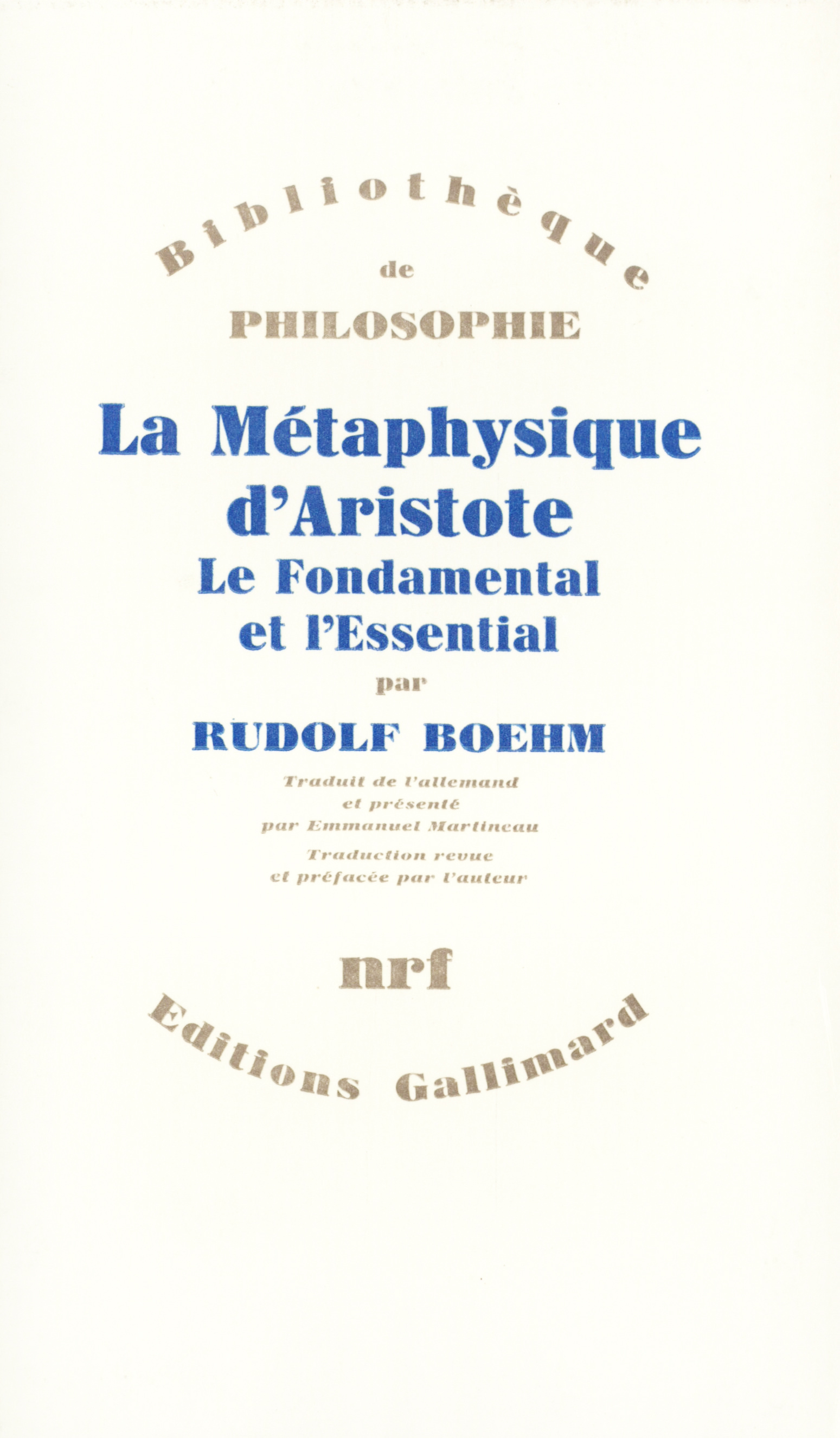 METAPHYSIQUE D'ARISTOTE(LE FONDAMENTAL ET L'ESSENTIAL. DE