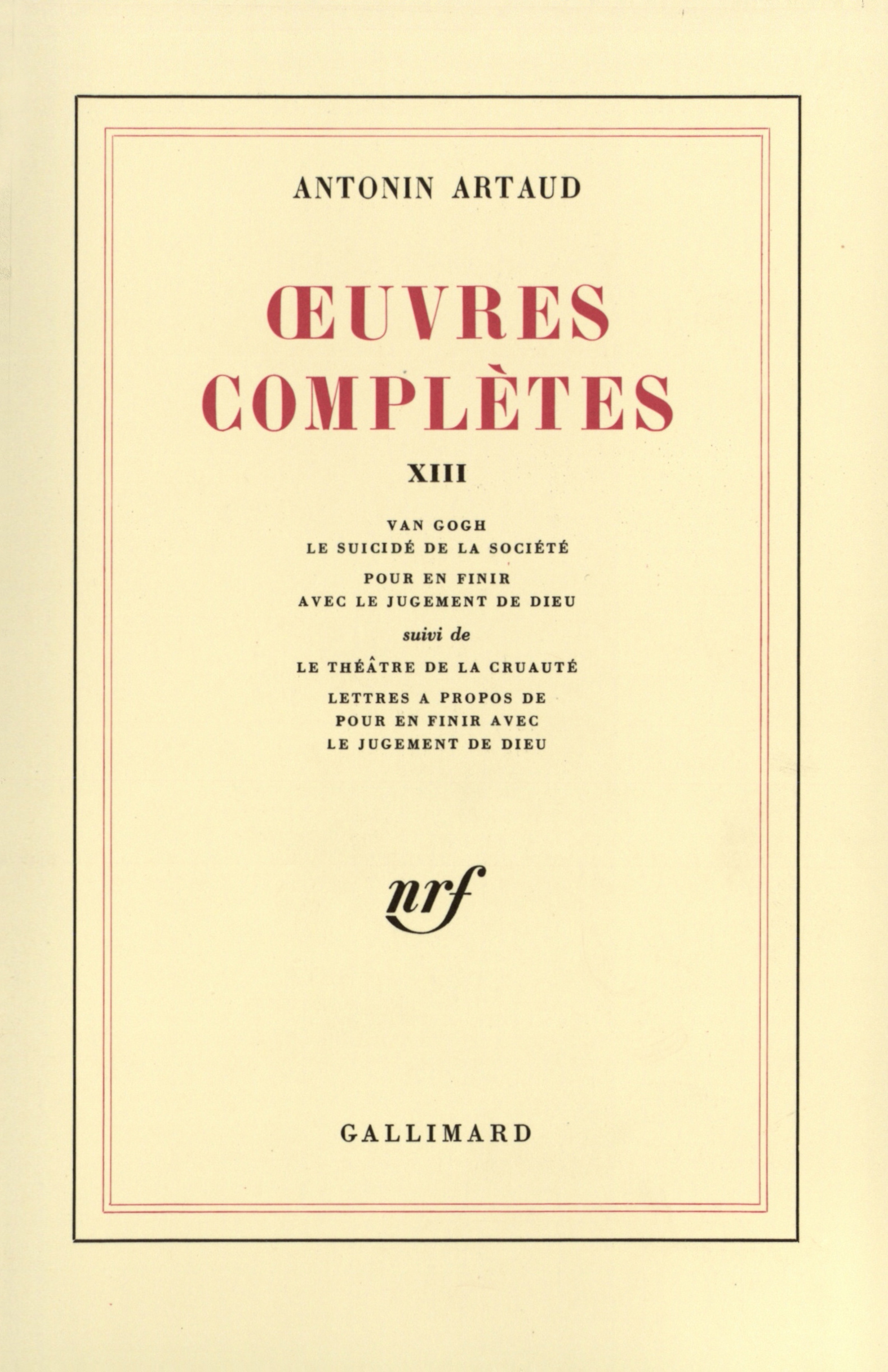 OEUVRES COMPLETES T13 - ARTAUD