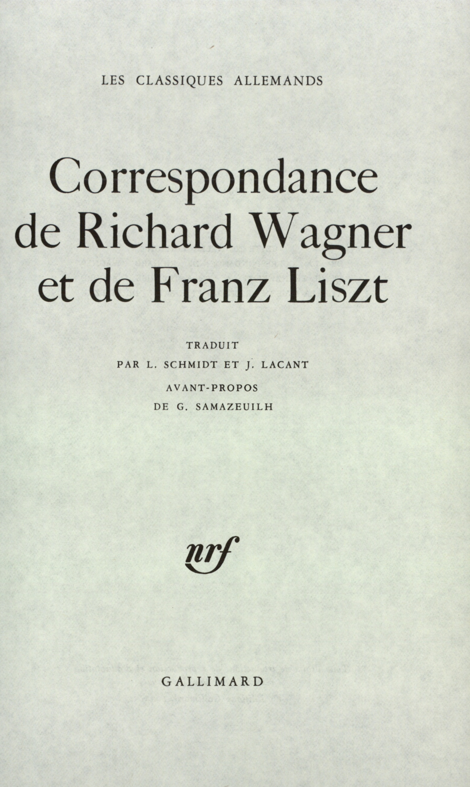 CORRESPONDANCE WAGNER