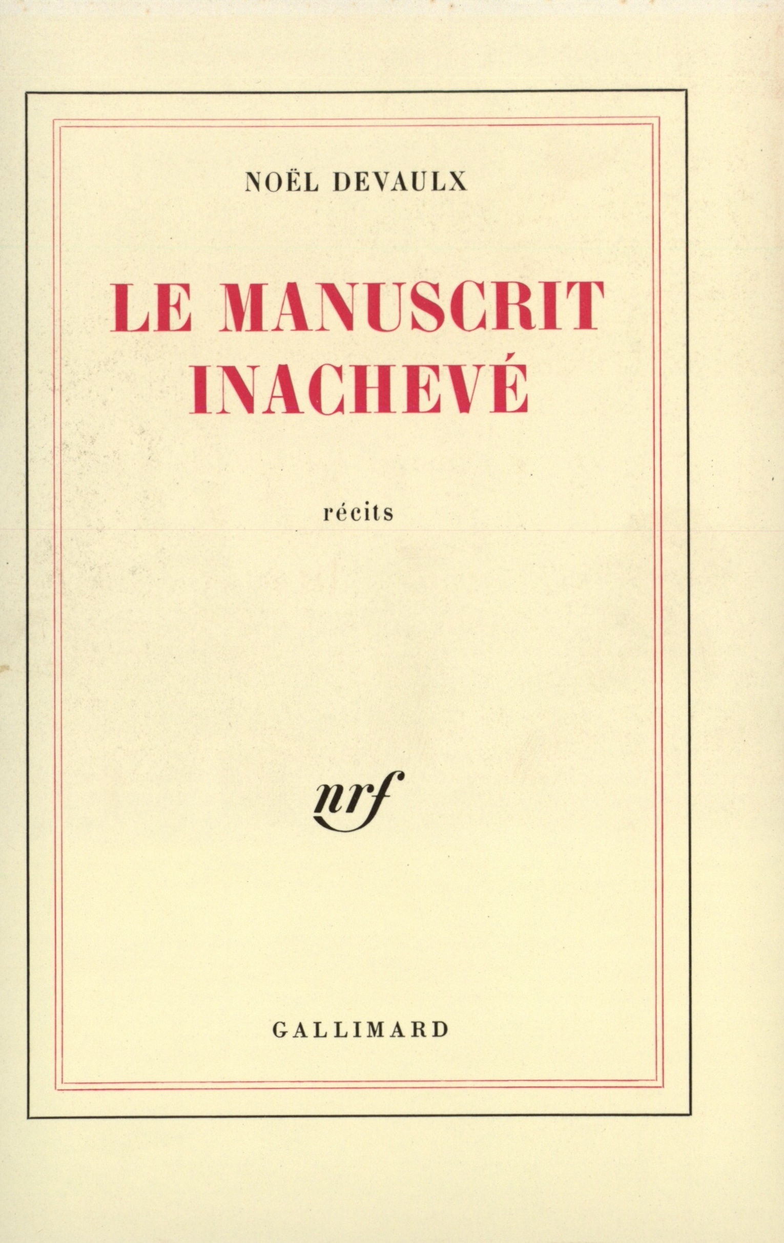 MANUSCRIT INACHEVE