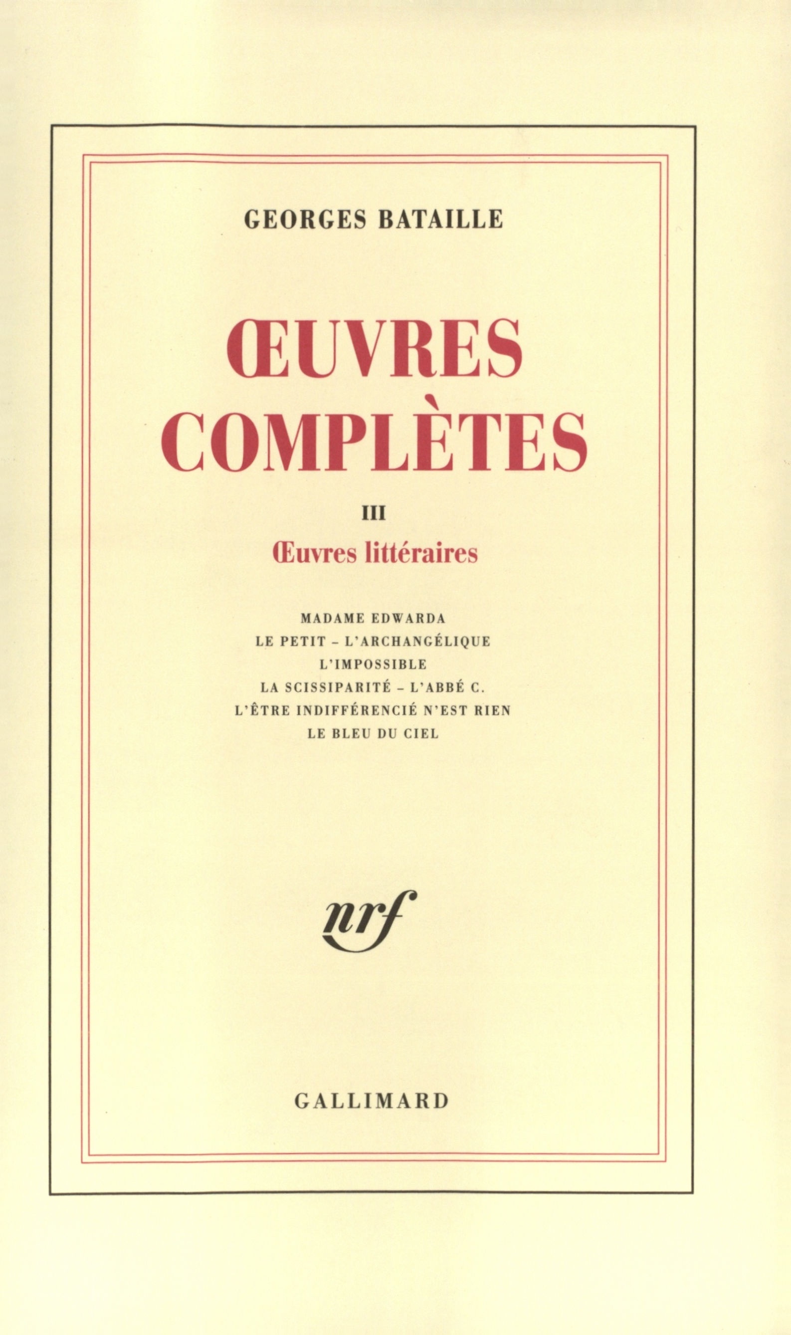 OEUVRES COMPLETES T3 - BATAILLE