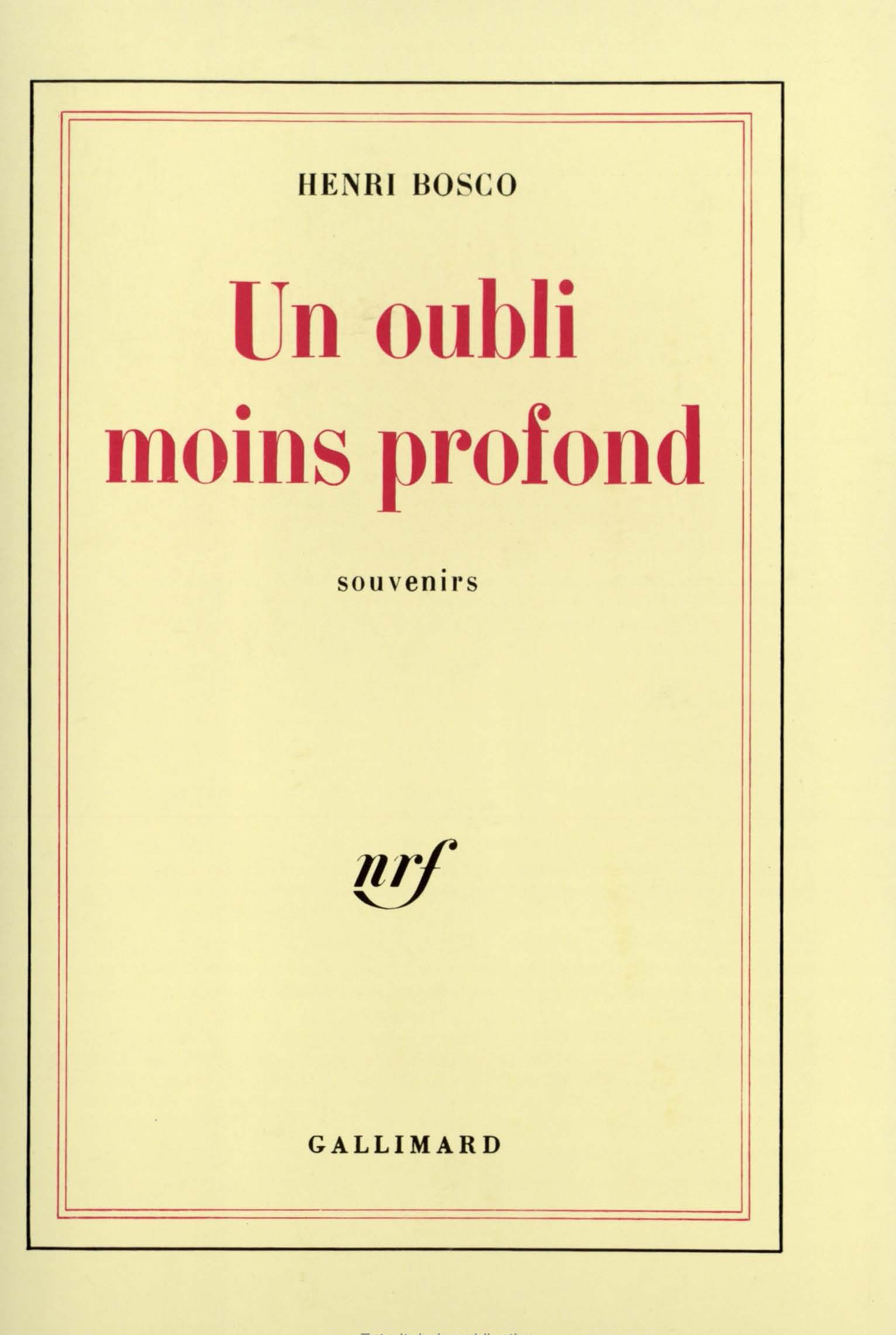 OUBLI MOINS PROFOND
