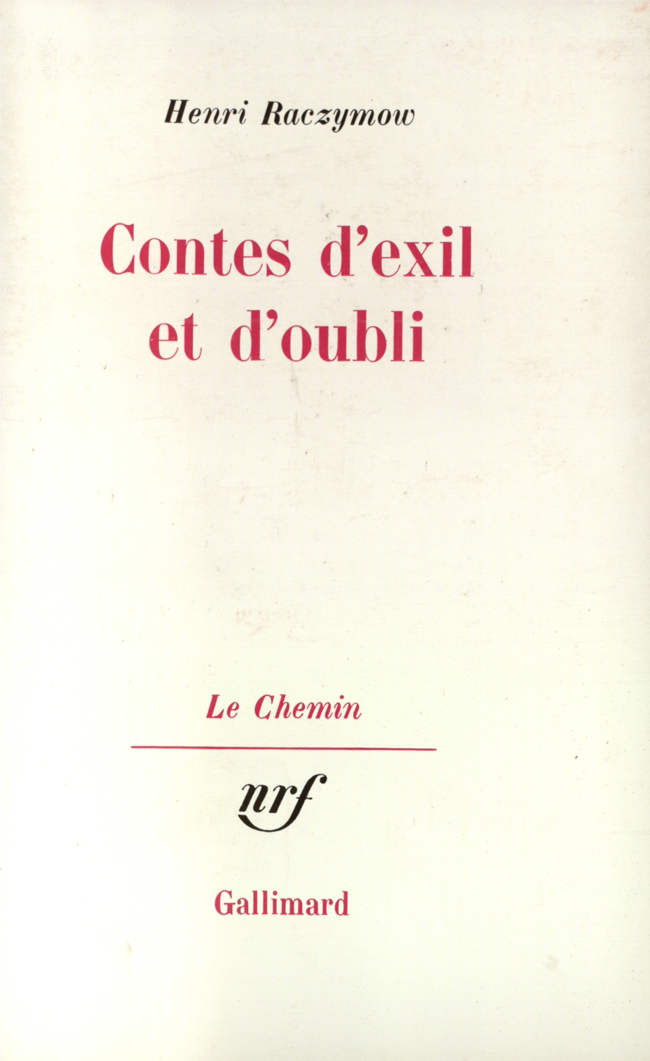 CONTES D'EXIL ET D'OUBLI