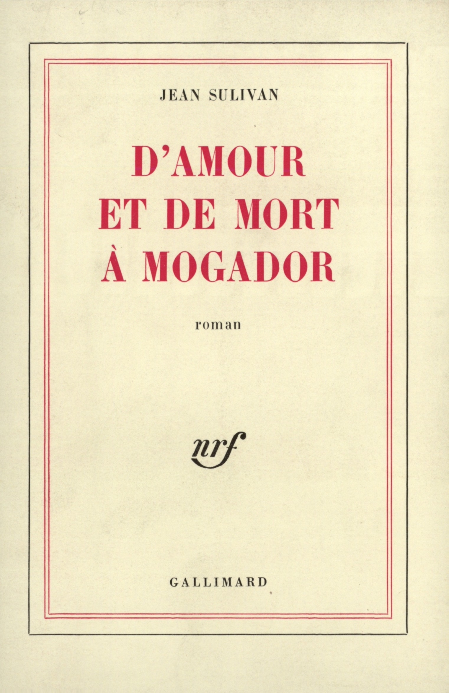 D'AMOUR ET DE MORT A MOGADOR