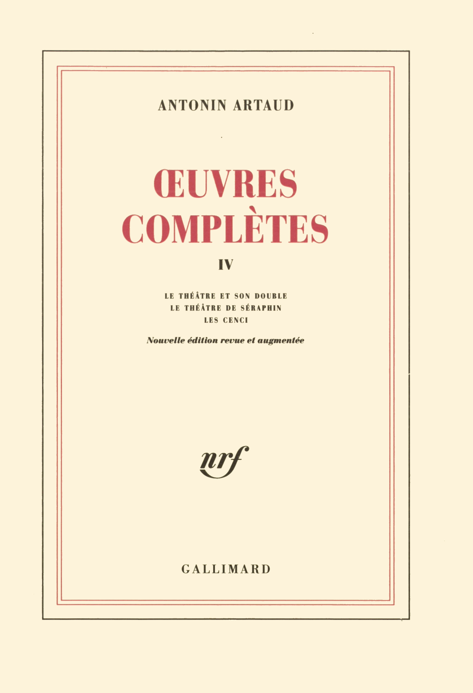OEUVRES COMPLETES T4 - ARTAUD