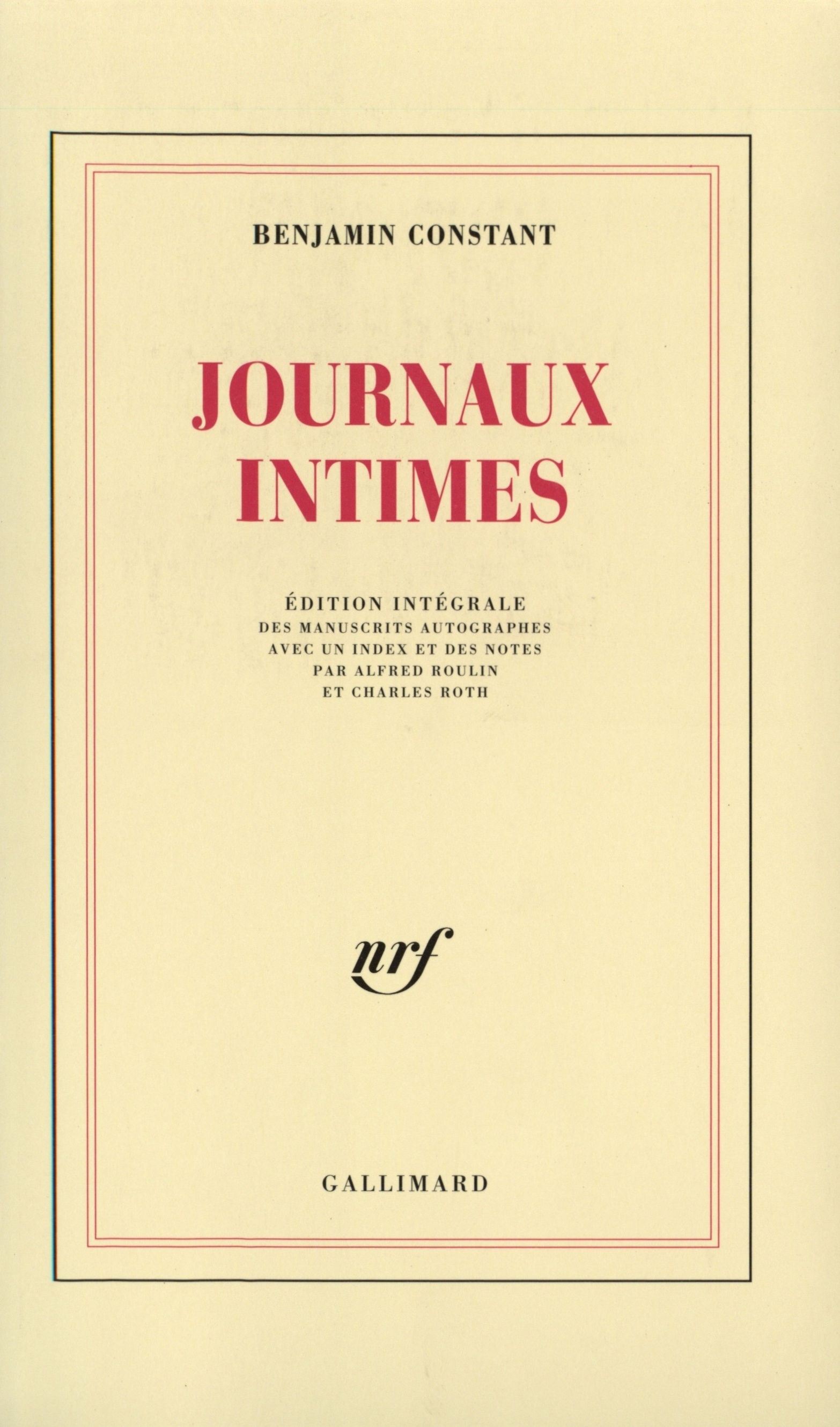 JOURNAUX INTIMES - CONSTANT BENJAMIN