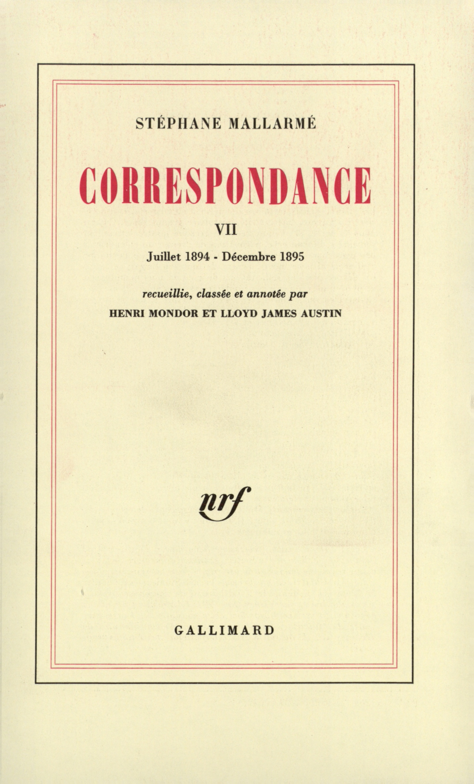 CORRESPONDANCE MALLARME T7