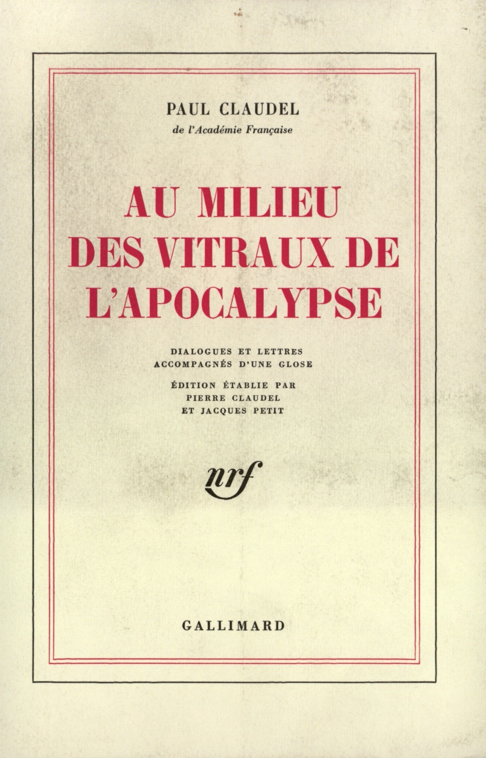 AU MILIEU DES VITRAUX DE L'APOCALYPSE(DIALOGUES ET LETTRES ACCO