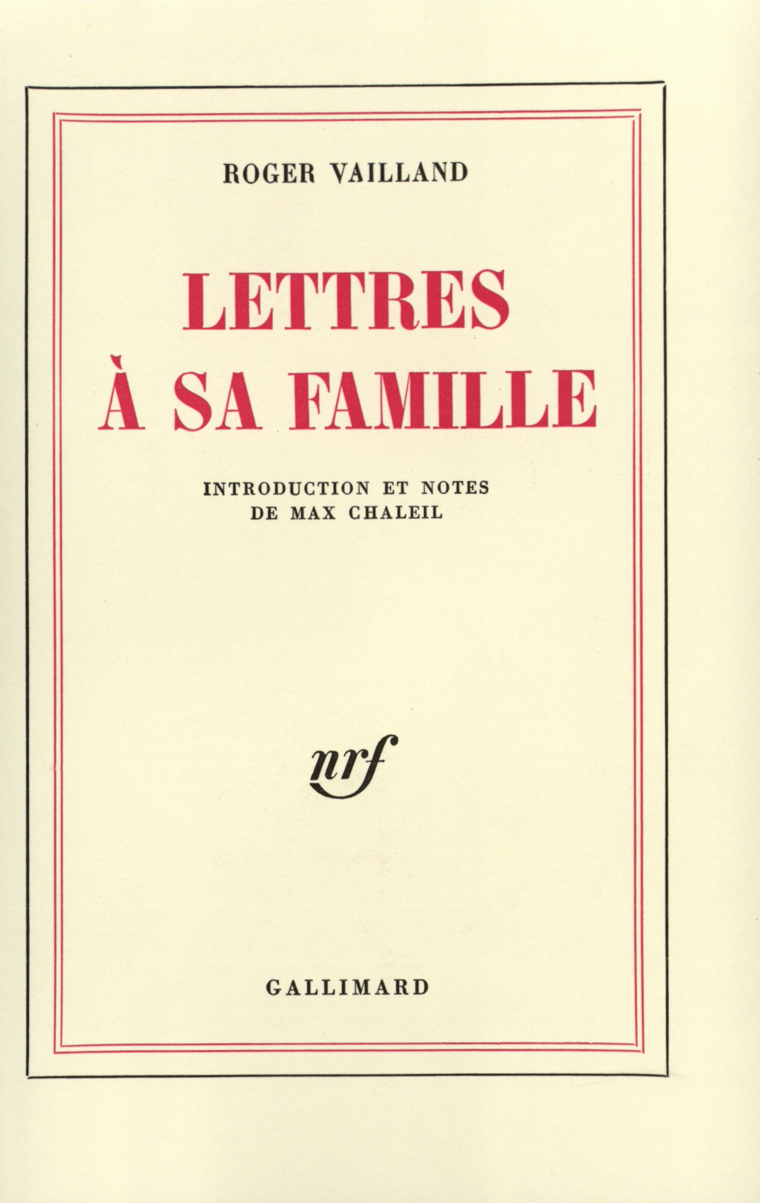 LETTRES A SA FAMILLE