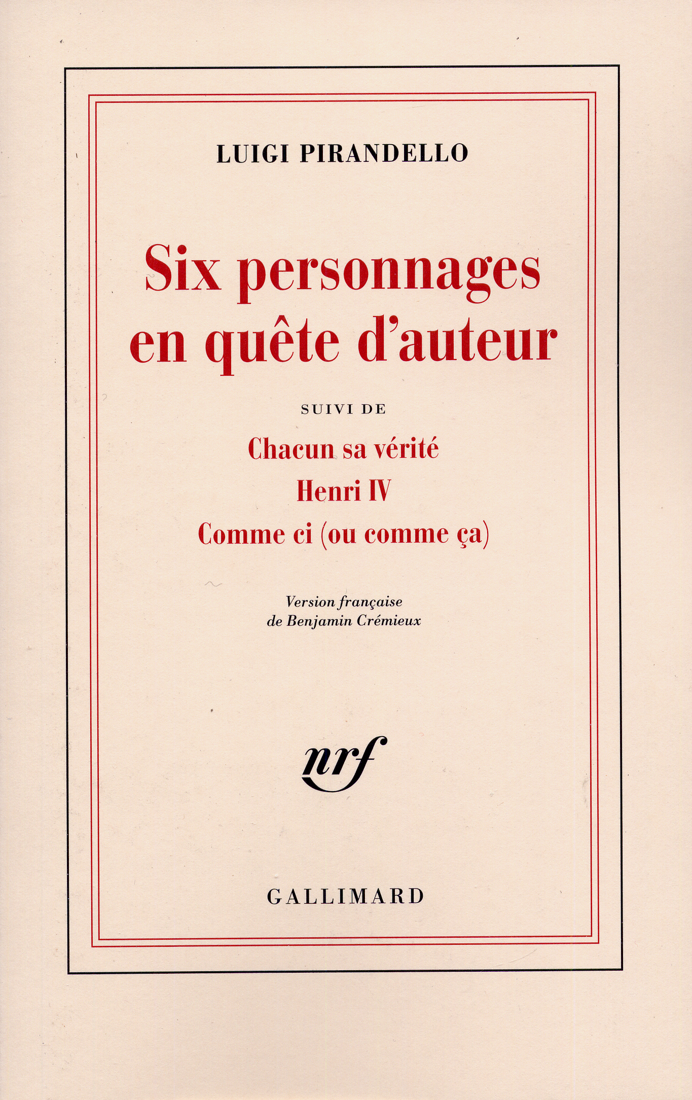 THEATRE T1 PIRANDELLO - SIX PERSONNAGES EN QUETE D´AUTEUR