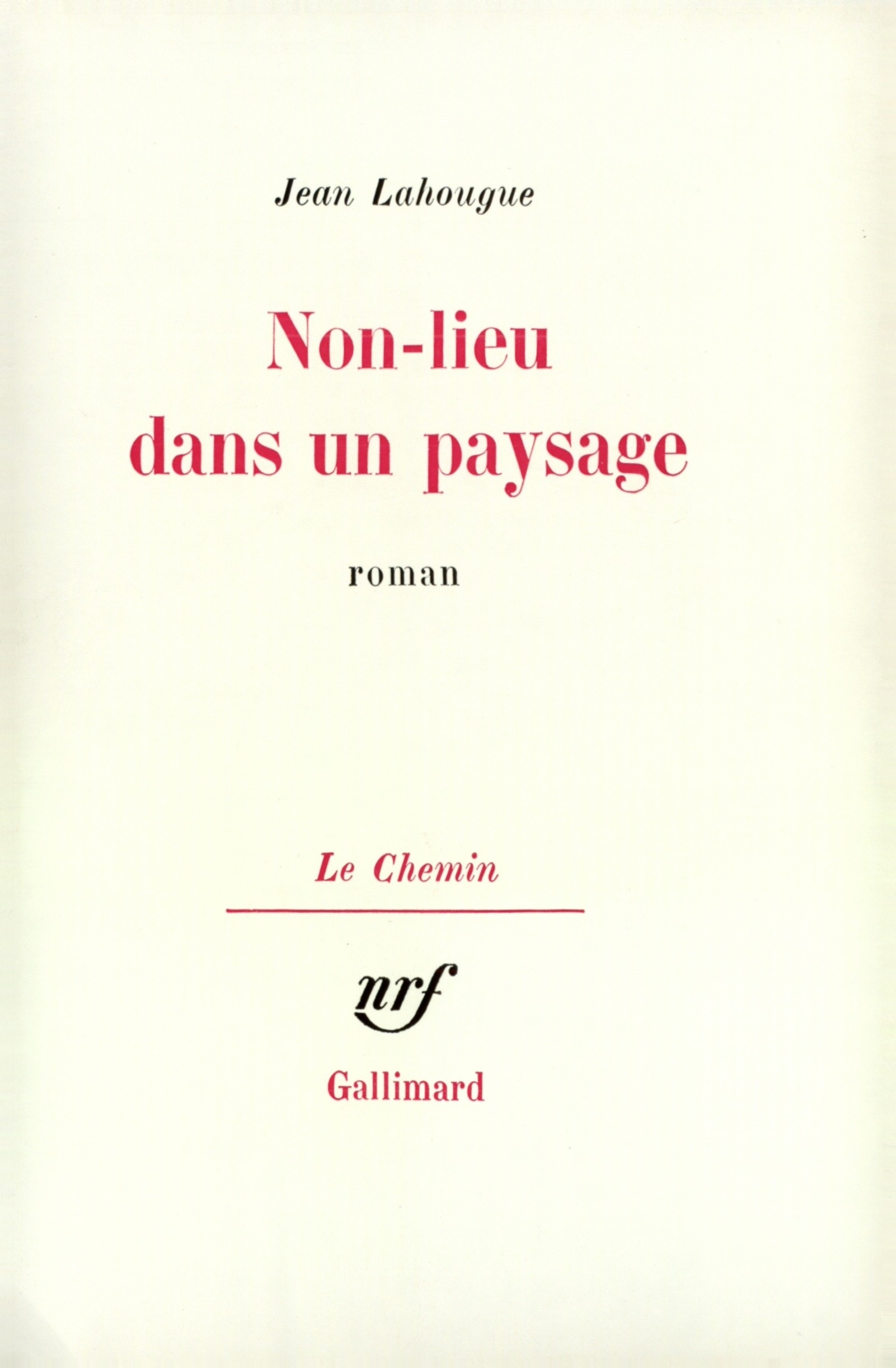 NON LIEU DANS UN PAYSAGE