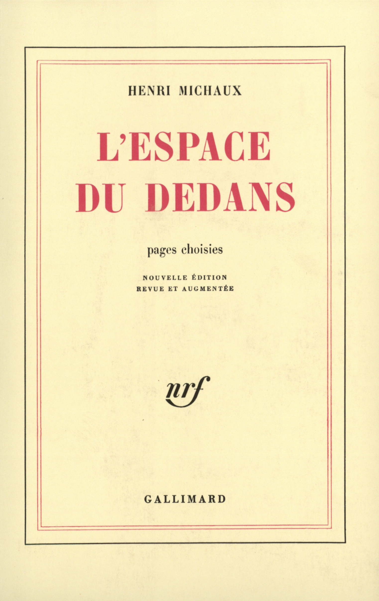 ESPACE DU DEDANS((1927-1959))