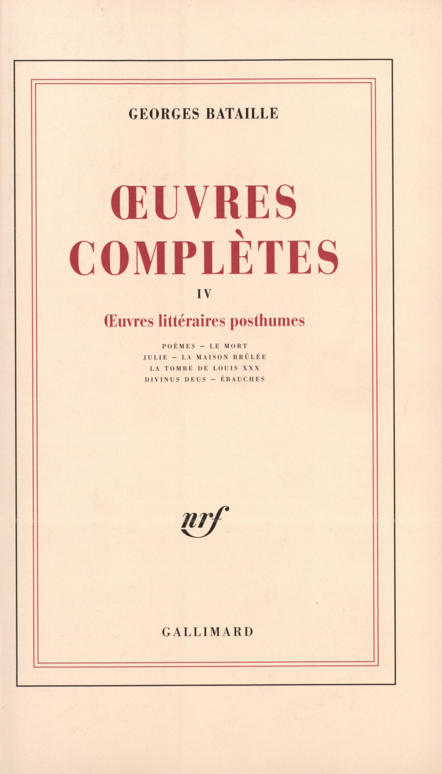 OEUVRES COMPLETES T4 - BATAILLE