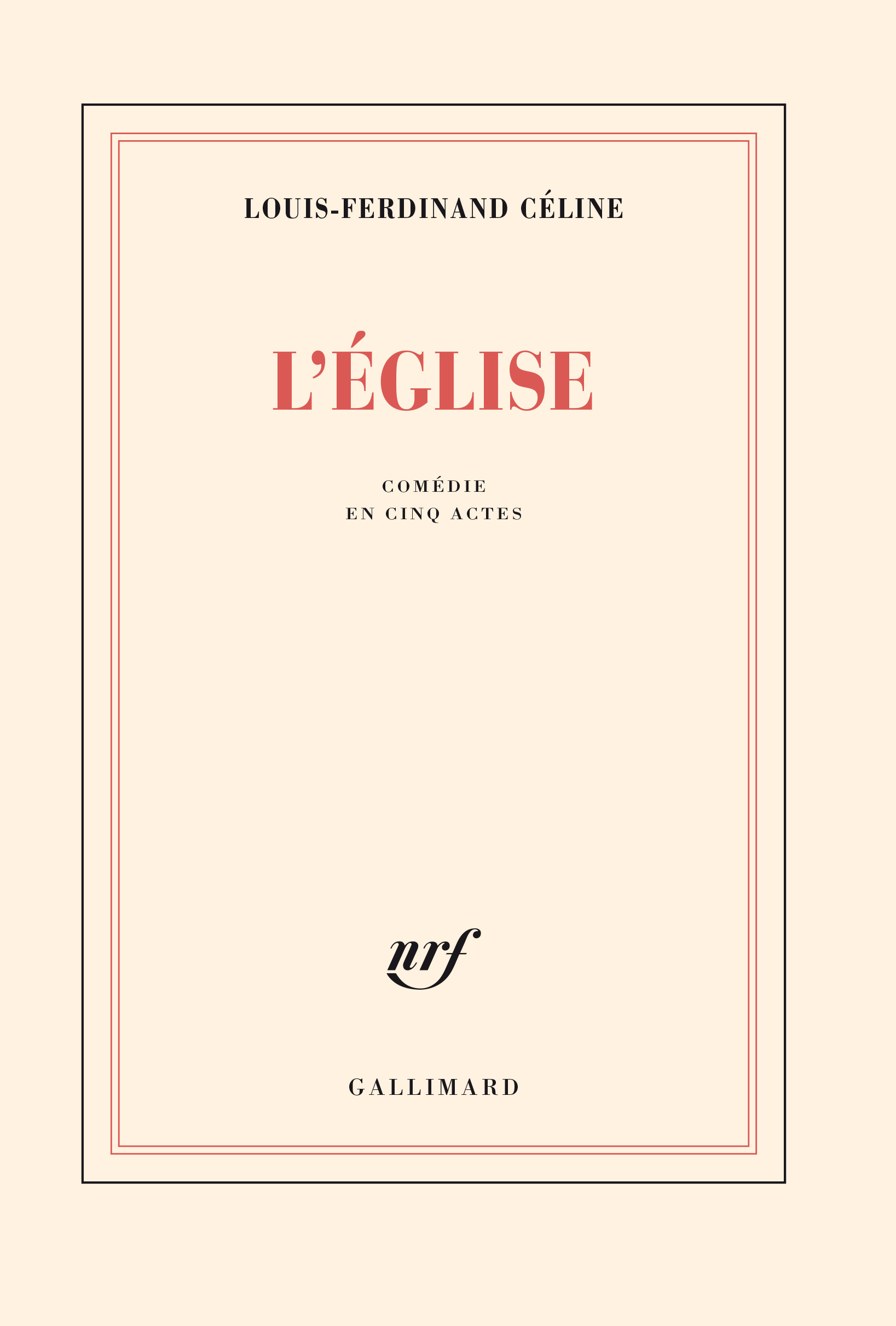 EGLISE(COMEDIE EN CINQ ACTES)