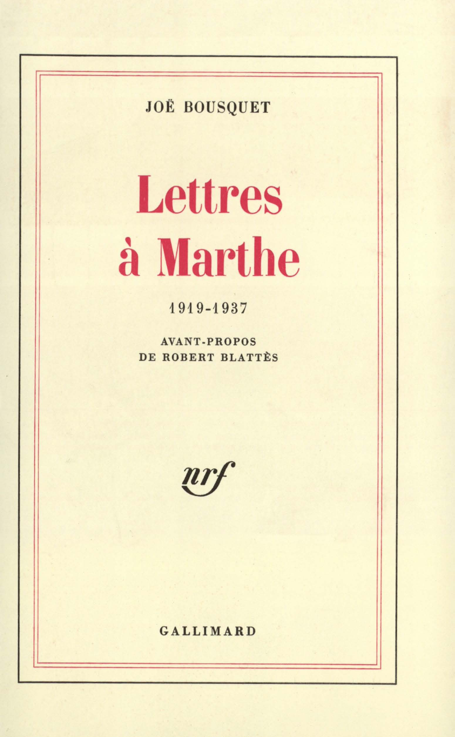 LETTRES A MARTHE((1919-1937))