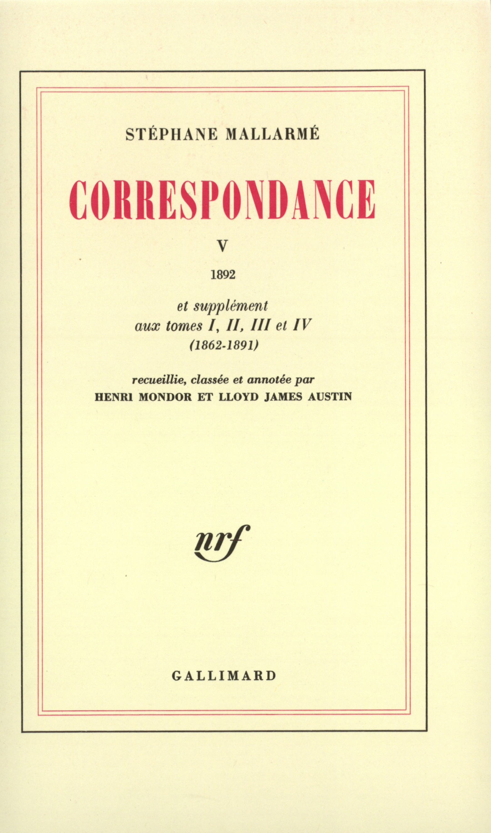 CORRESPONDANCE MALLARME T5