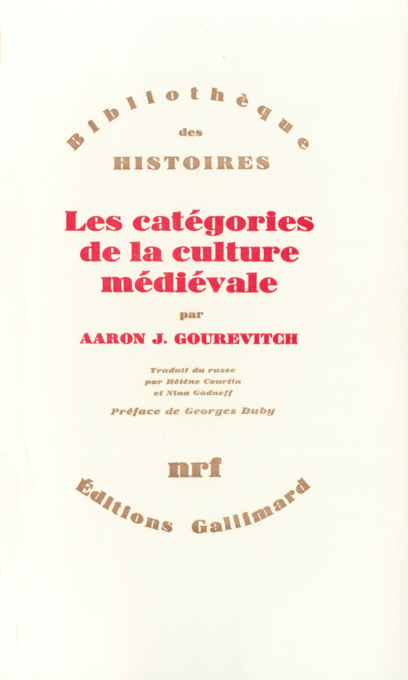 CATEGORIES DE LA CULTURE MEDIEVALE