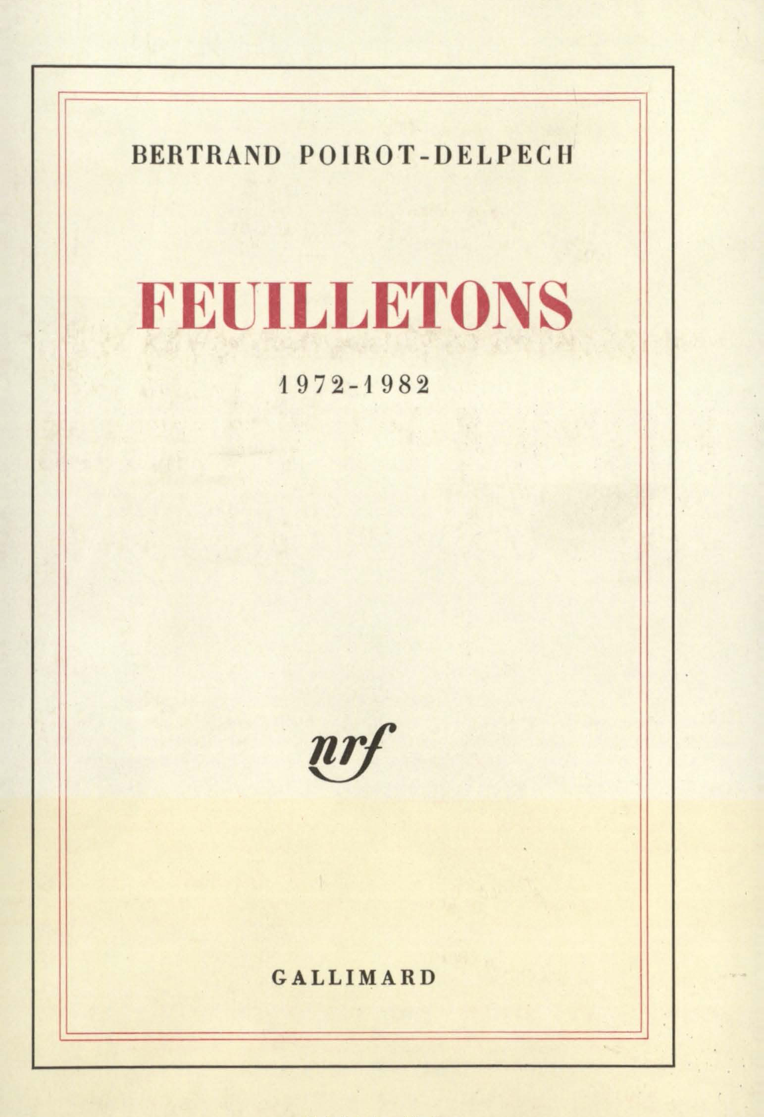 FEUILLETONS((1972-1982))