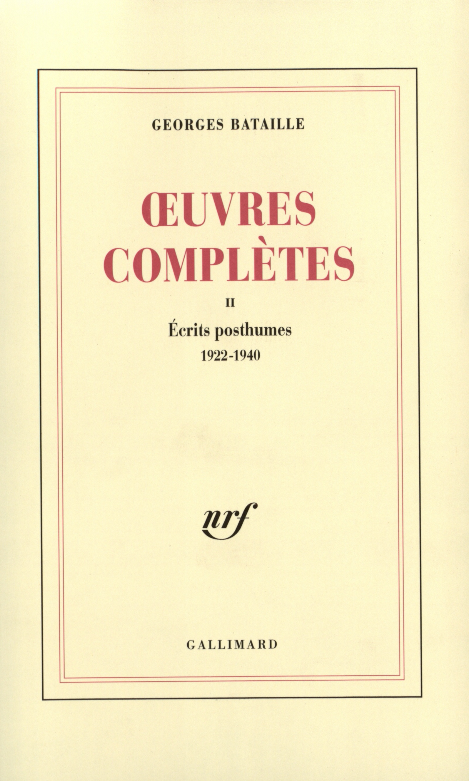 OEUVRES COMPLETES T2 - BATAILLE
